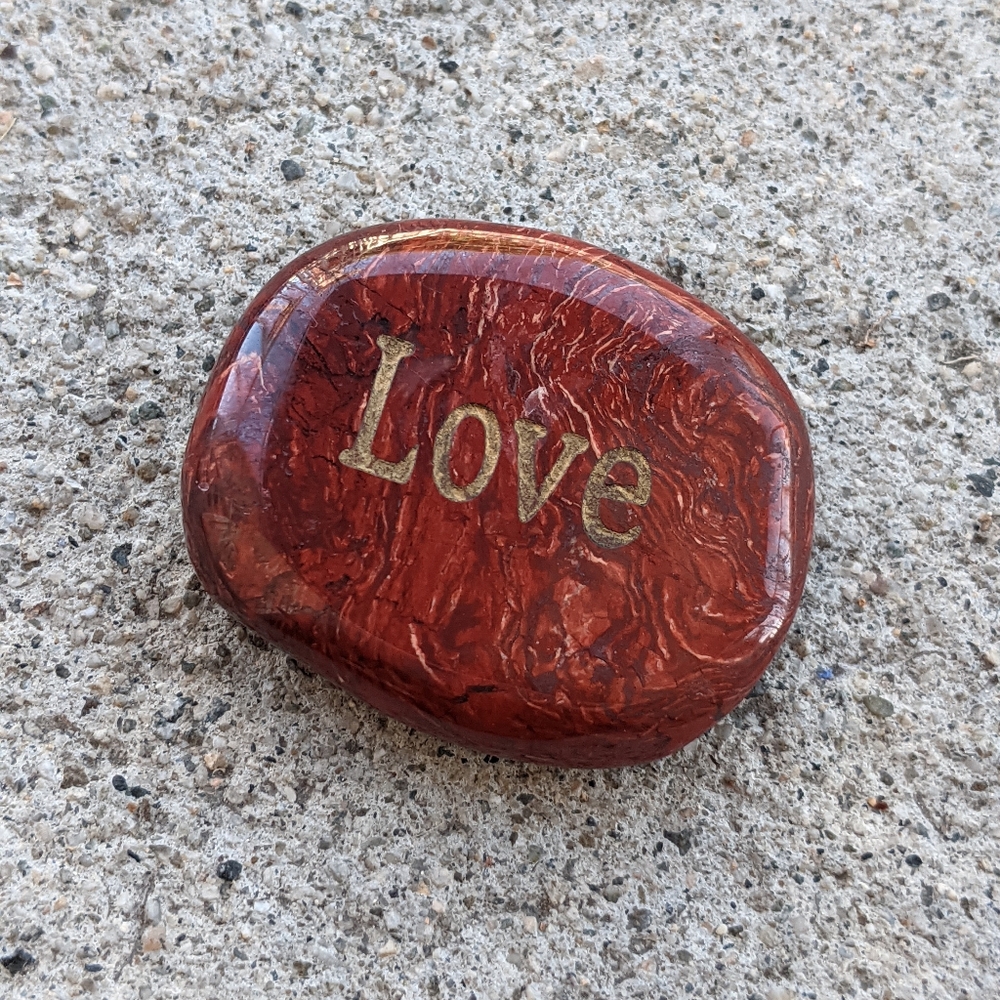 Wilfred Marbled Brown Stone with Gold 'Love' Engraving